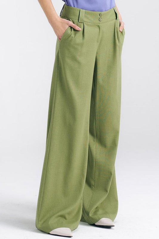 NIFE Pantalon large classique Vert